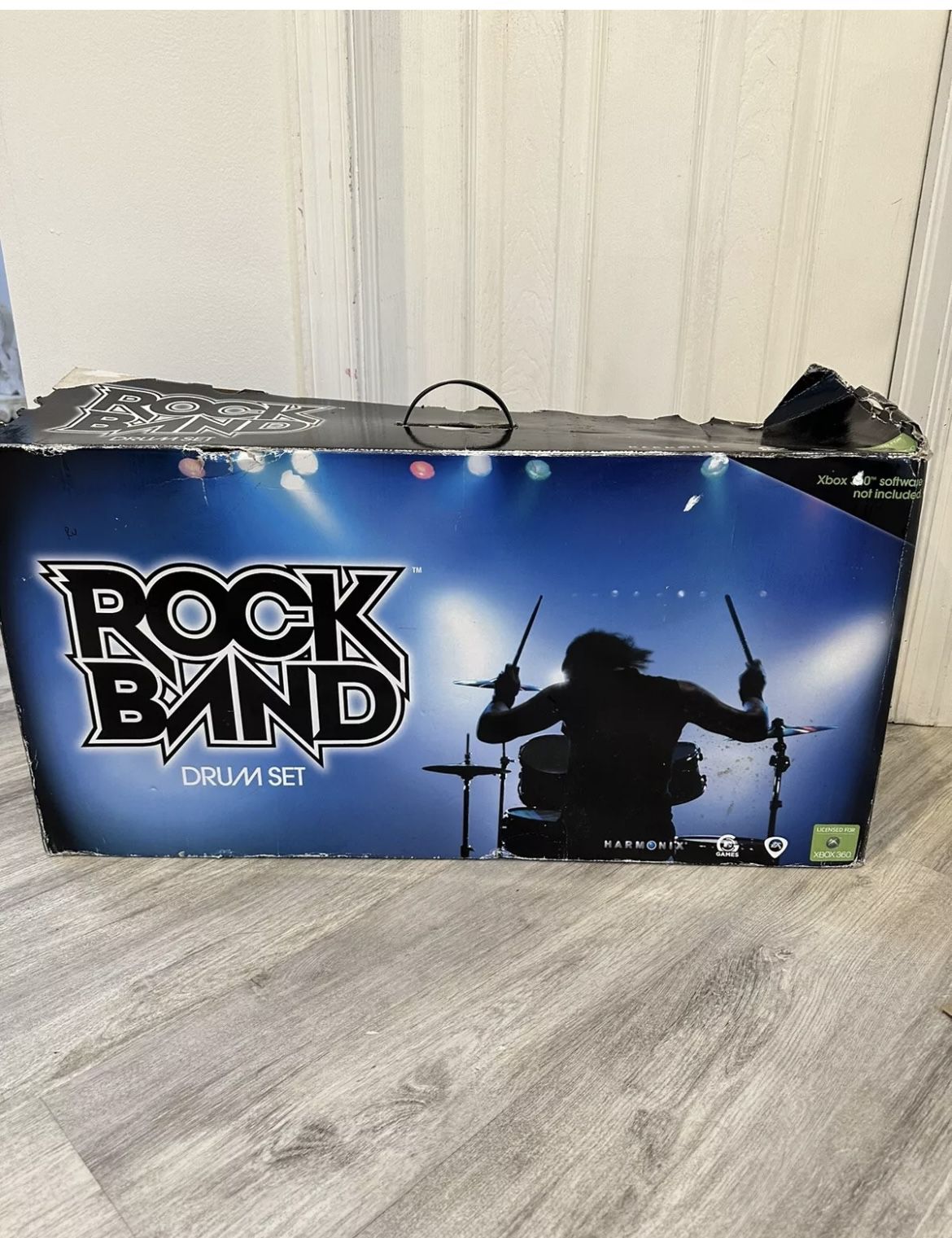 Harmonix Xbox 360 Rock Band Drum Set Original Unused Damaged Box