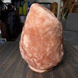 Vintage Pink Himalayan Salt Lamp XL with Marble Base