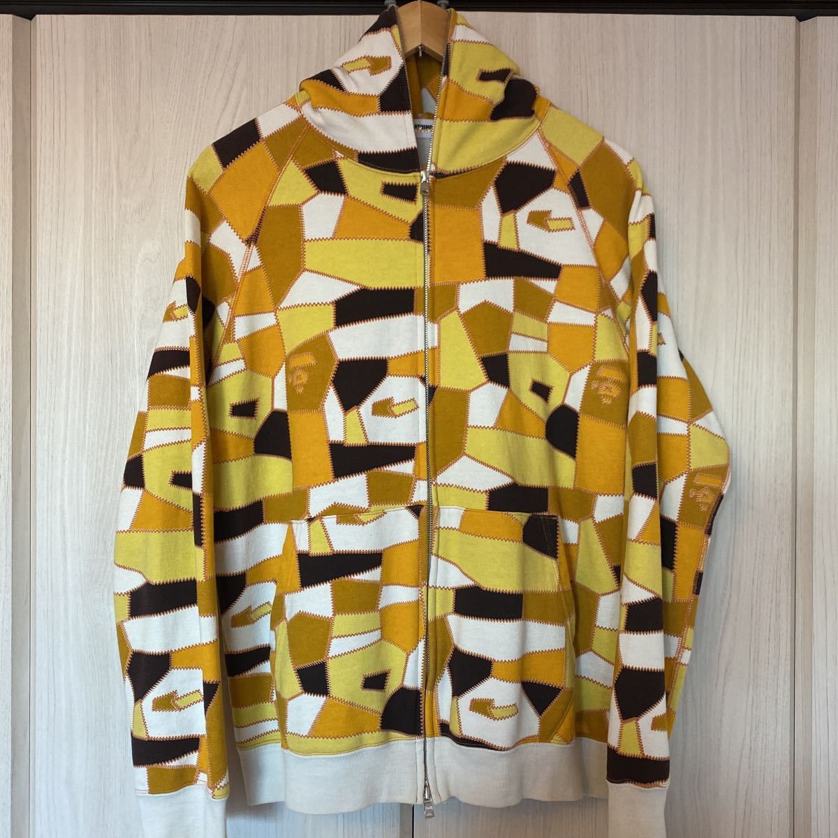 A Bathing Ape Classic Yellow multi-colored camo hoodie