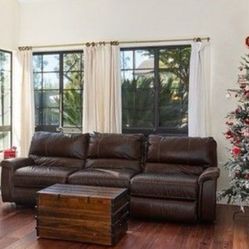 La Z Boy Reclining Couch Brown Leather 