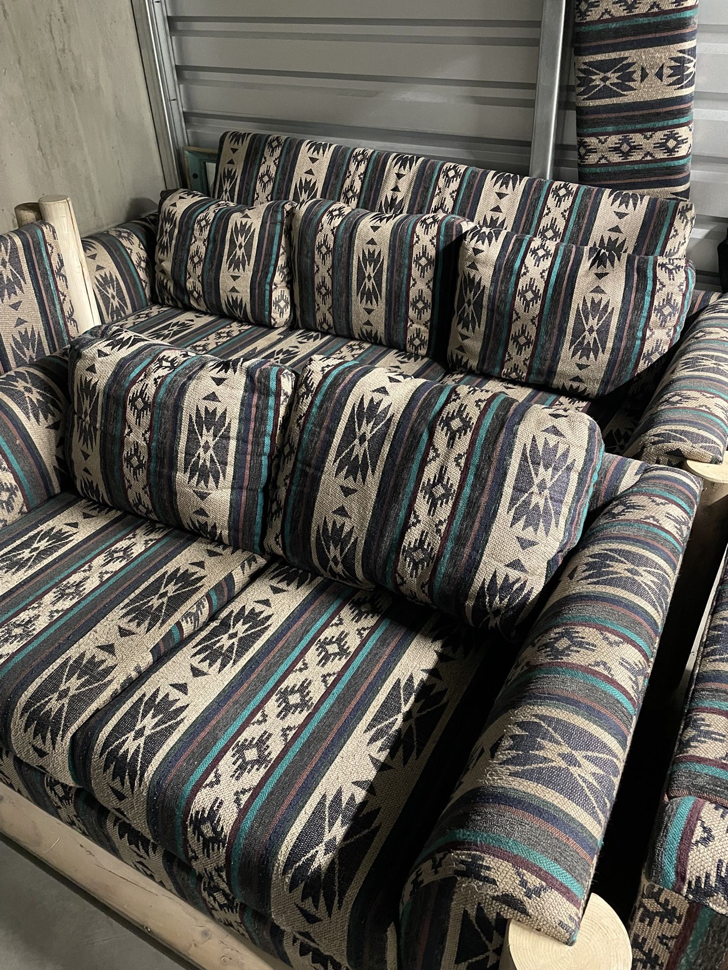 Vintage Southwestern Wood Couches Love Seat & Chair , 6 Dinning Chairs
