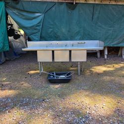 3 - Bay Stainless  Steel  Prep Sink