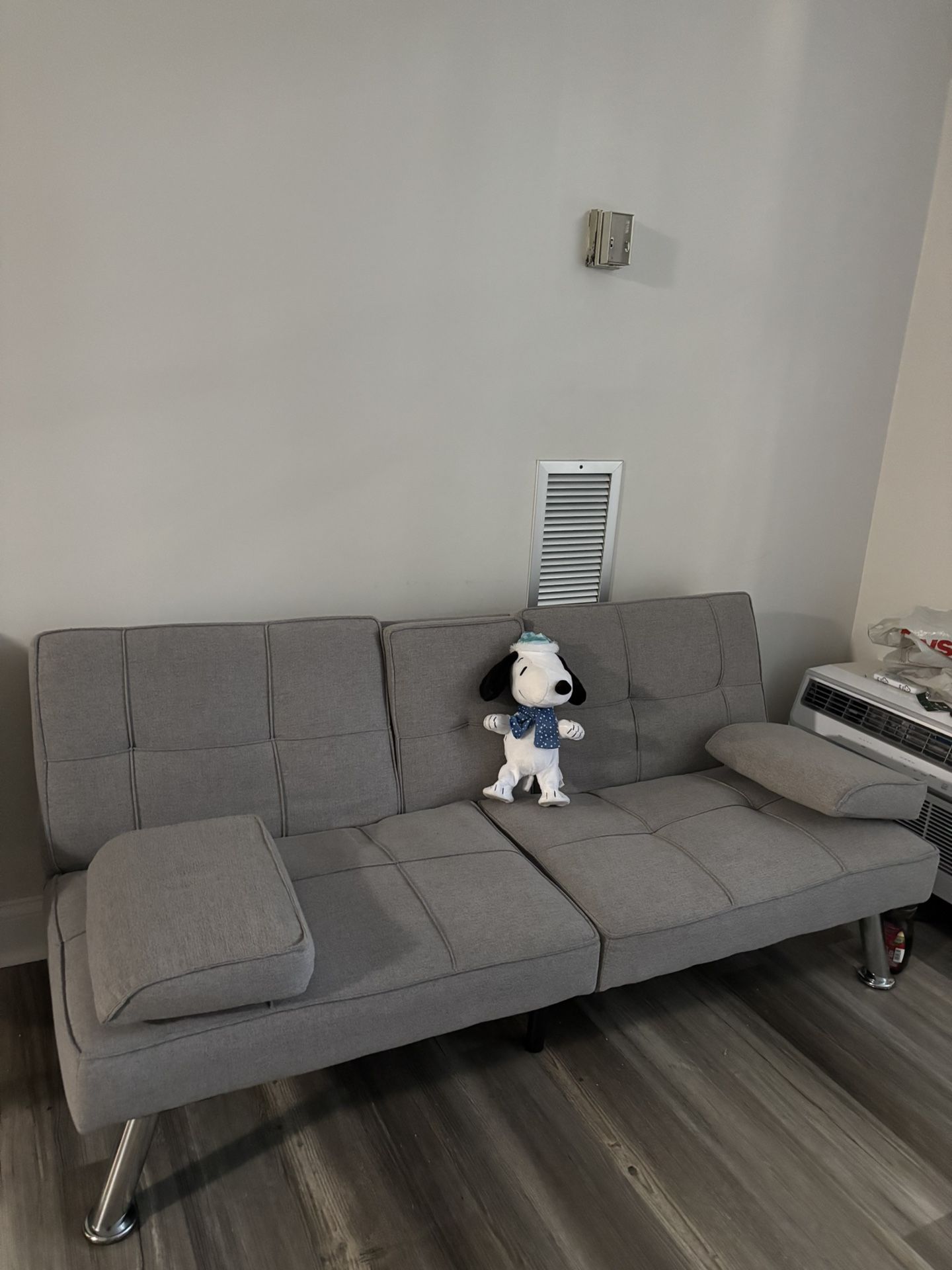 Reclining Sofa Bed for Apartment, Dorm w/Removable Armrests, 2 Cupholders - Light Gray