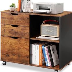 L Shape Desk & File Cabinet