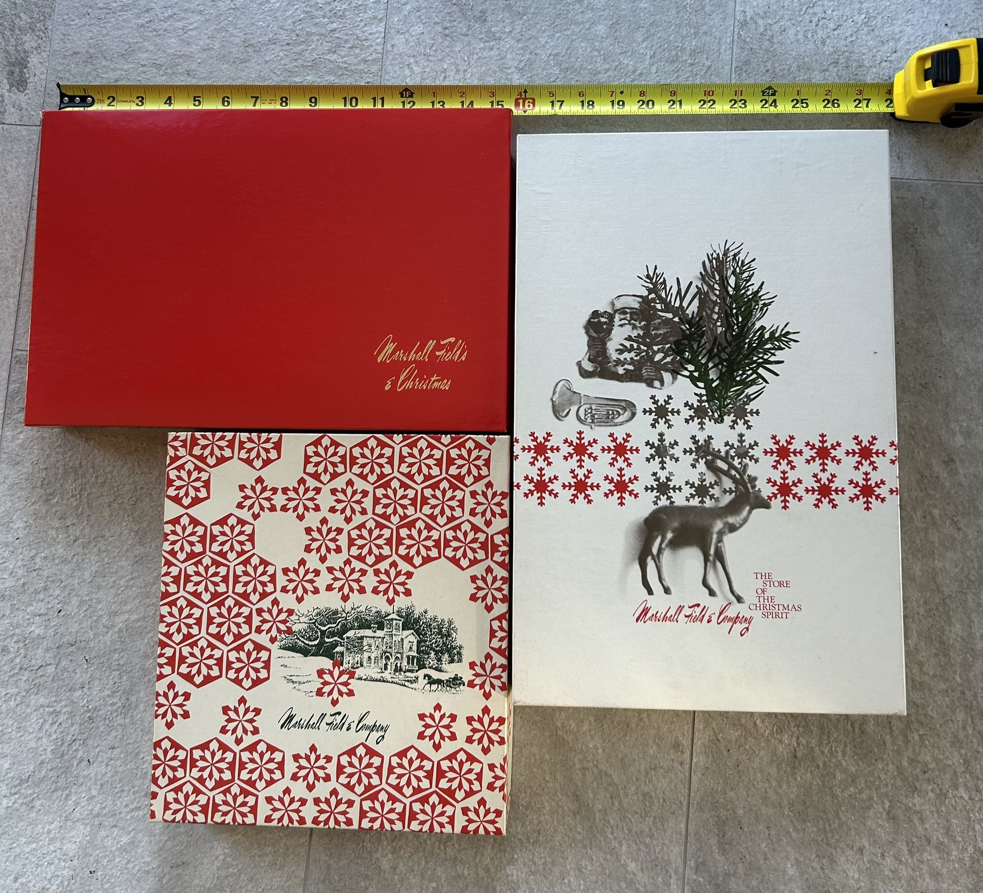 Three Vintage Marshall Field’s Christmas/Holiday Gift Boxes
