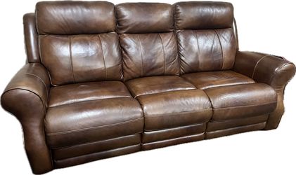 Leather Reclining 2-Piece Sectional Sofa – 5 Seats – Brown