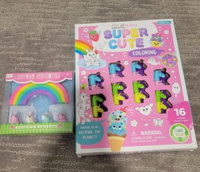 Supper Cute - Unicorn Color set and Scented Erasers
