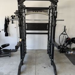 PRO SERIES Ultimate 3-1 Half Rack Functional Trainer w/Smith Machine Bar | 400lb Stack | Gym Equipment | Fitness | Commercial | Squat Rack  