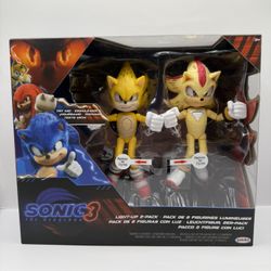 Sonic the Hedgehog 3 Light Up 2 Pack Super Shadow/Sonic Jakks 5" Figures