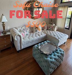 Velvet Tufted cream/white color sofa with chaise