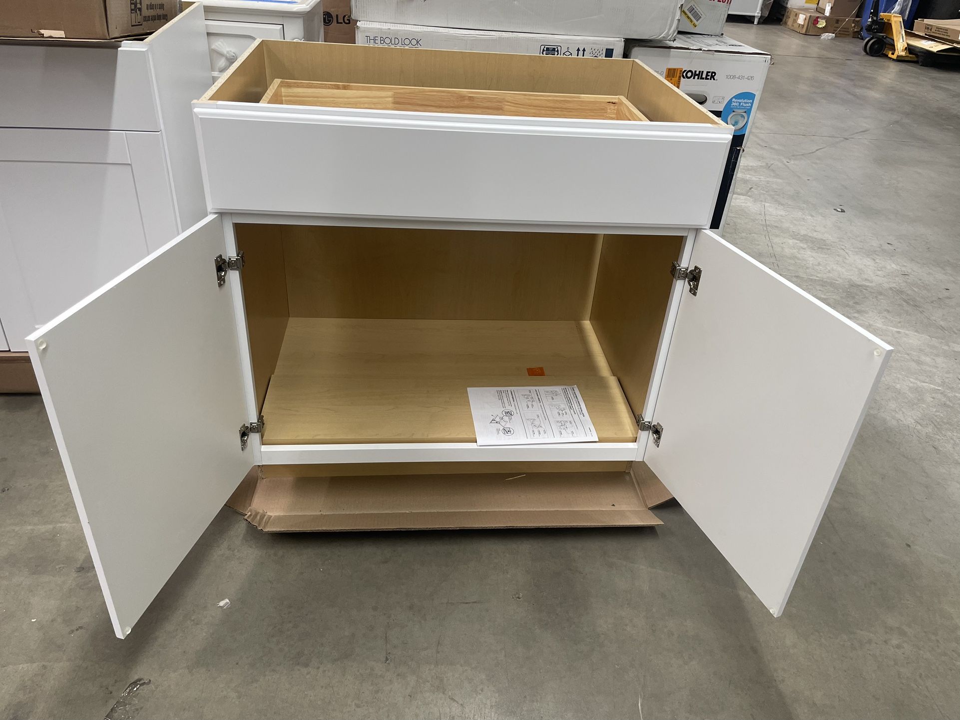 Hampton Bay KSB36-SSW Shaker Stock Assembled Sink Base Kitchen Cabinet - Thumbnail 3