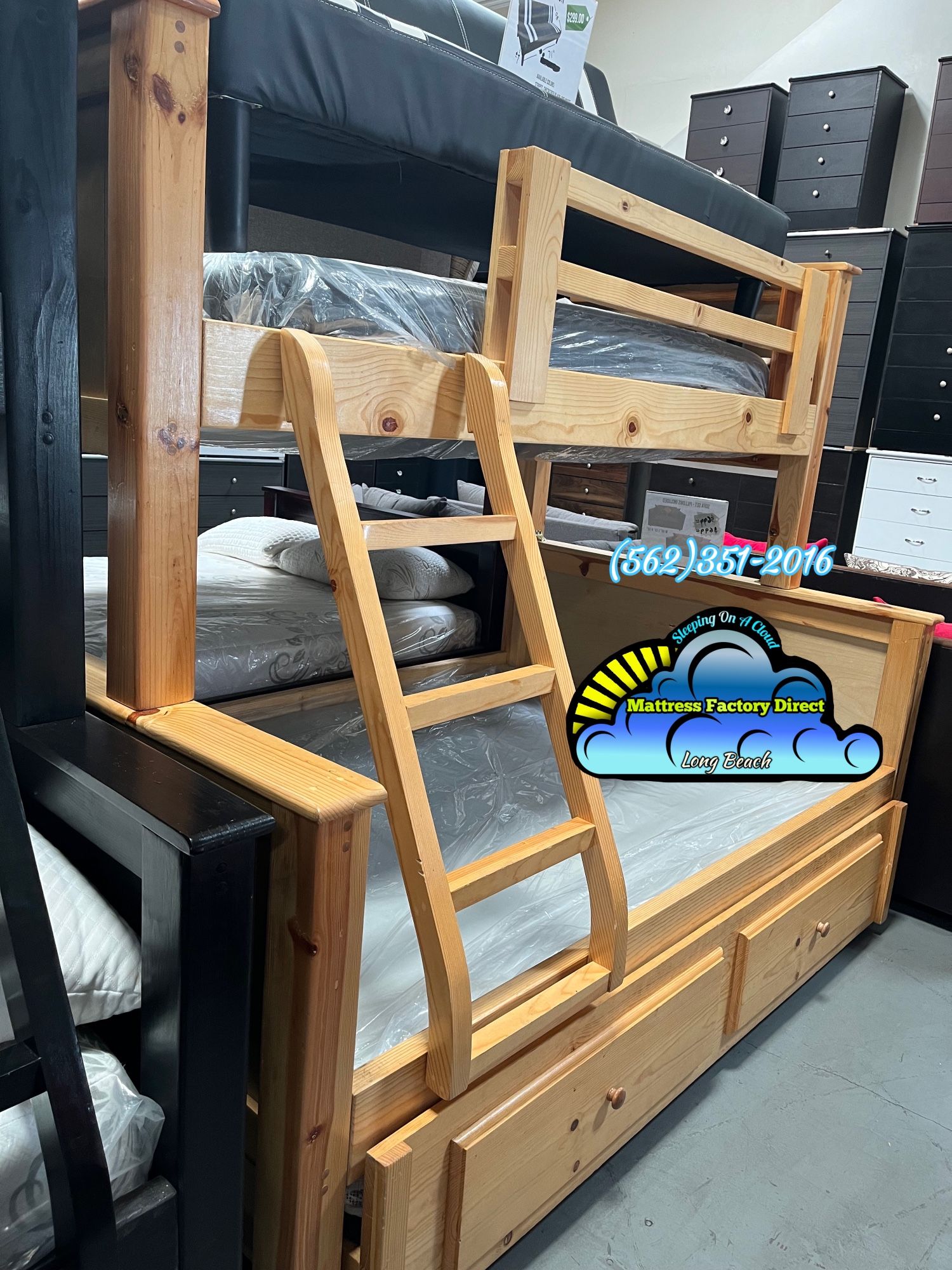 Triple Natural Bunk Bed Bone With Trundle Cama Bonita Rustic