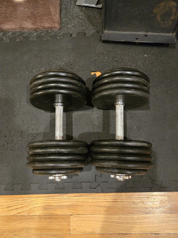 47lb Each Rubber 14inch Adjustable Dumbbells