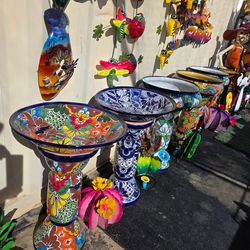 🌺Stunning Talavera Pottery🐦Birdbaths for Your Garden🐞metal art Imports🌵