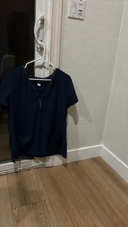 Koi Basics Navy Blue Zip Neck Scrub Top - Size Medium