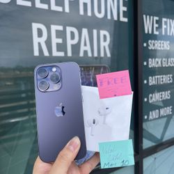 iPhone 14 Pro Unlocked 128Gb Purple Color With Warranty And AirPods For Free