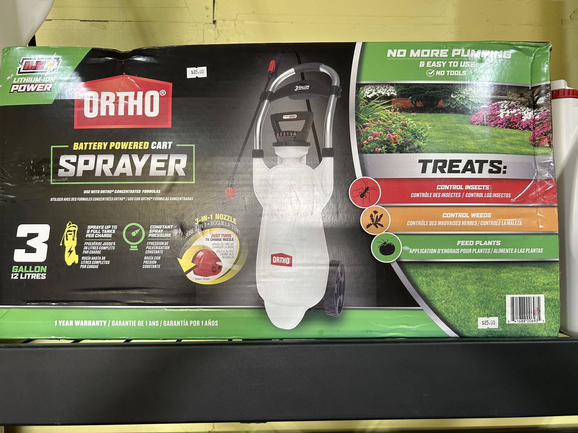 Ortho 3 Gallon Li-Ion Powered Cart Sprayer - NEW