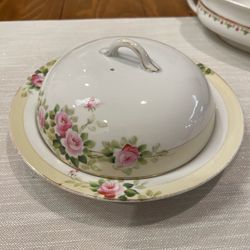 Franciscan Desert Rose Cov... butter and a domed lid with a small handle,