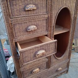 Wicker Dresser And Head Board