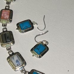Sterling Silver Bracelet And Earring Set