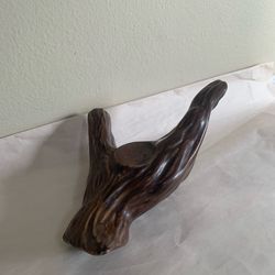Faux Bois Ceramic Driftwood Sculpture Candle Holder Rustic Woodland Decor 8”