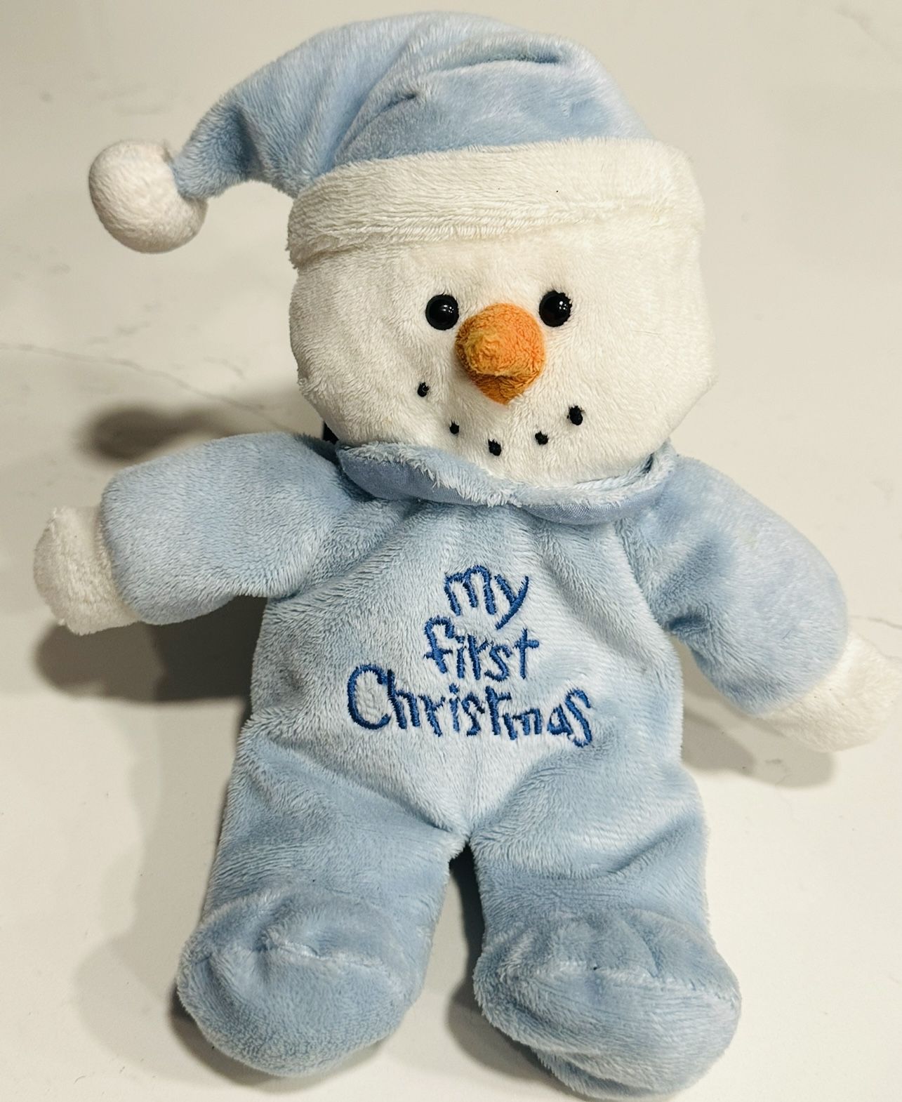 Rare Find DAN DEE MY FIRST 1st CHRISTMAS SNOWMAN BLUE PAJAMAS PLUSH TOY VTG