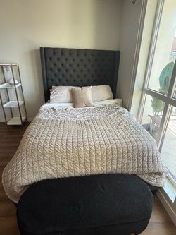 Queen size bed and mattress complimentary ottoman