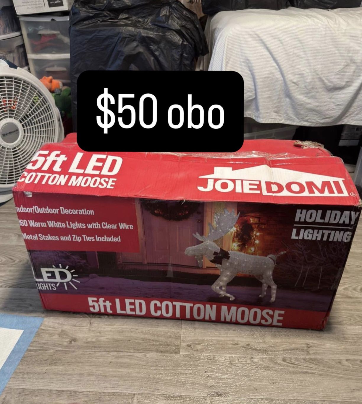 Joiedomi 5ft Cotton Moose LED Yard Light for Christmas Outdoor Yard Garden Decorations, Christmas Ev