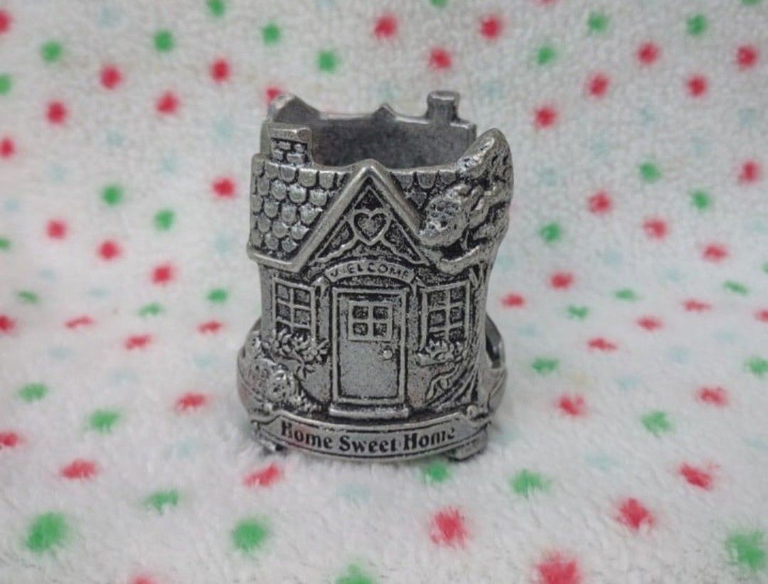 Pewter Jar Candle Holder Home Sweet Home Carson 1996 Yankee Candle Vintage