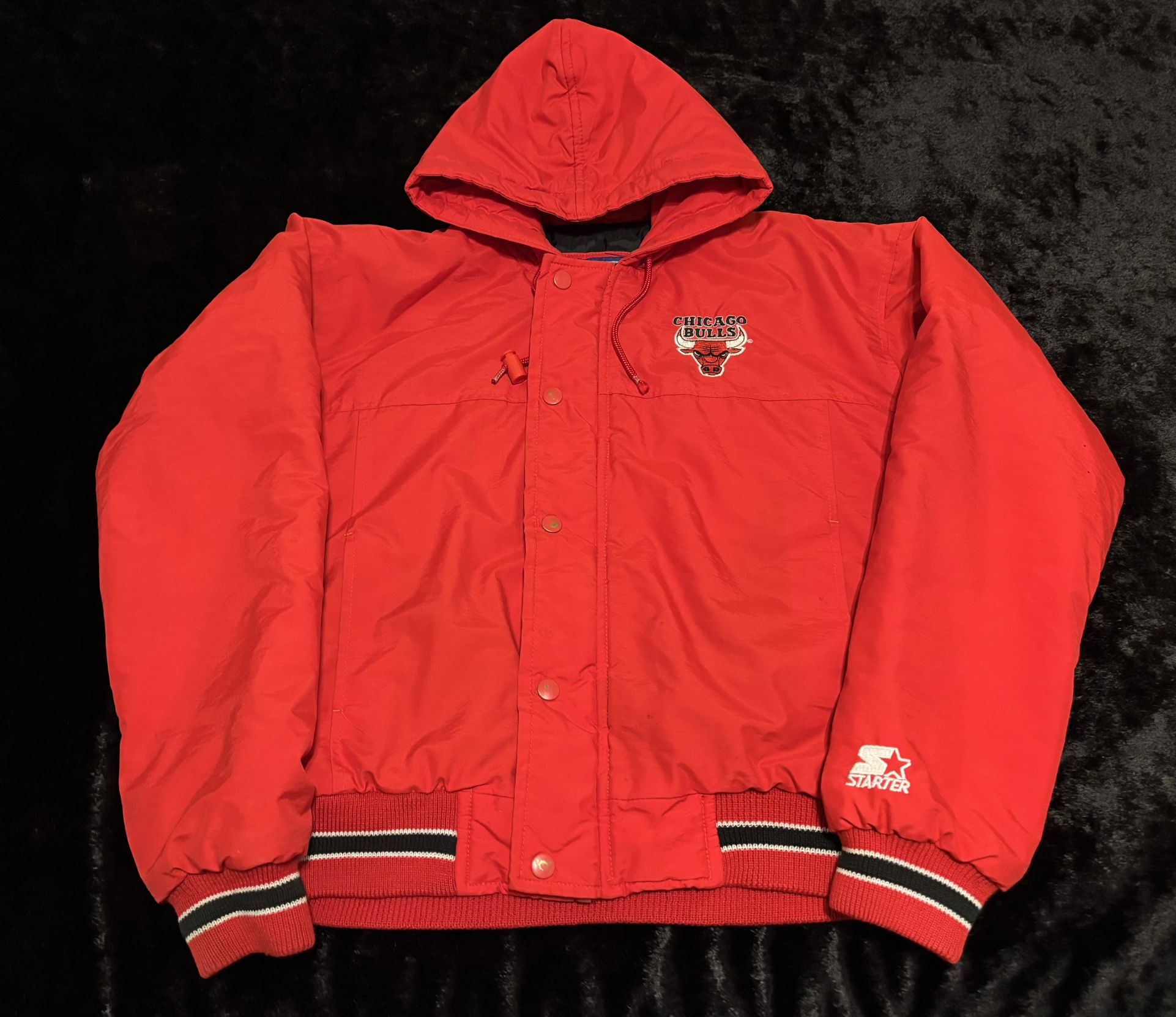 Boys Large Vintage 90s Chicago Bulls Starter Bomber Jacket