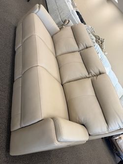 Cream Leather 3-Seater Reclinable Sofa-Loveseat Available-Same Day Delivery 🚚