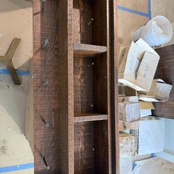 Solod wood entray storage shelf