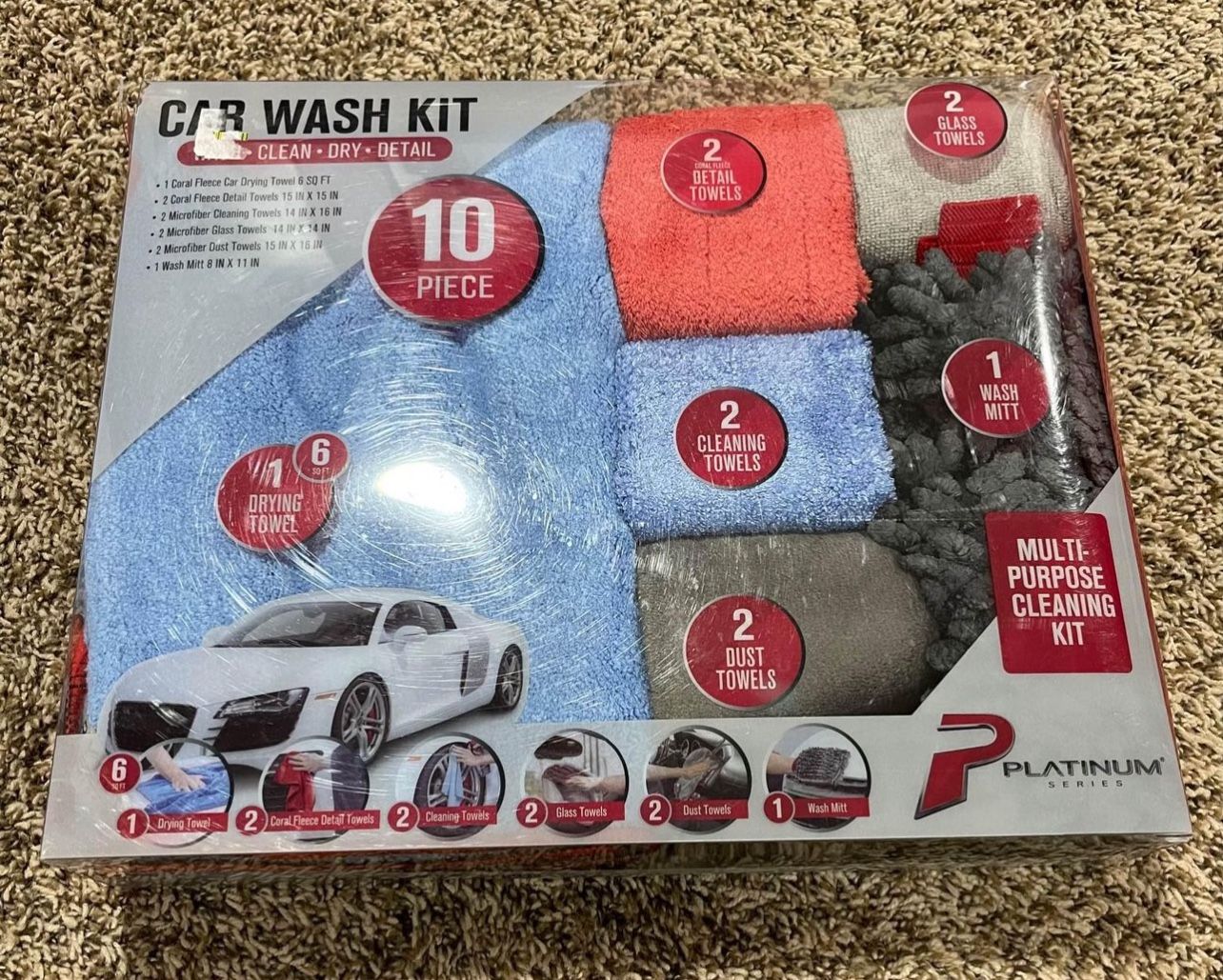 Platinum Series Complete Microfiber Car Wash Kit 10 Piece