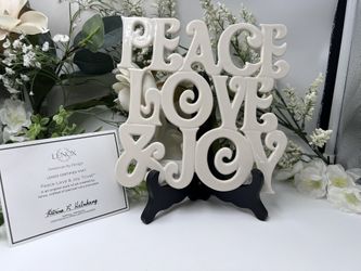 Lenox “Peace Love & Joy” Pierced Ivory Porcelain Trivet – 7” – With Certificate 