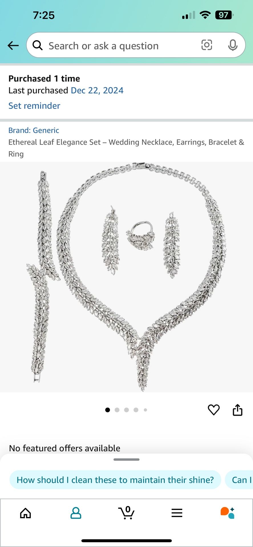 Ethereal Leaf Elegance Set – Wedding Necklace, Earrings, Bracelet & Ring