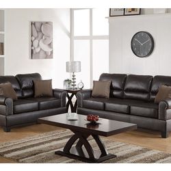 Brown Sofa And Love Seat Set