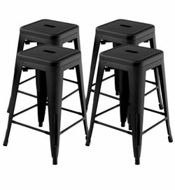 Barstool counter height metal bar stool stackable chair (set 4)