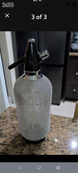 Vintage Soda Siphon Seltzer Bottle with Wire Mesh Metal Around Glass