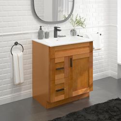 Maple Shaker Sink Base Bathroom Vanity with Drawers 30" Ready-to-Assemble Cabinet (Does not come with sink)