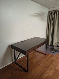 Industrial Wood and Metal Desk with Drawers