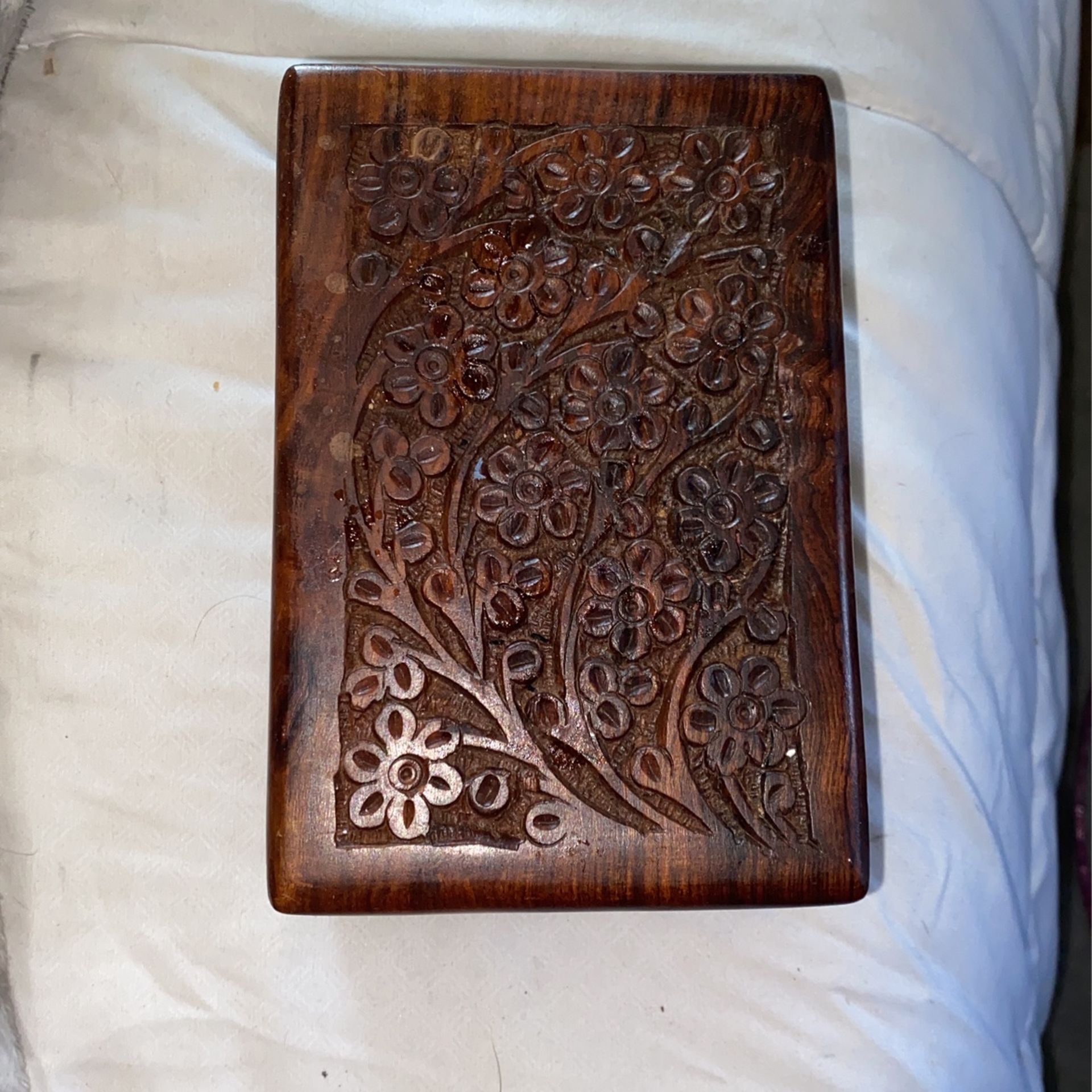 Hand Carved Wooden Flower Box With Hidden Pull Out Bottom, So You Can Store Secrets Inside!