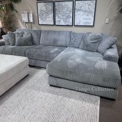 Grey Corduroy Sectional, Sofa Couches for Living Room
