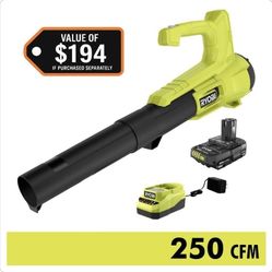 RYOBI ONE+ 18V Cordless Leaf Blower 90 MPH 250 CFM w/ Battery & Charger