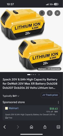 2-Pack 20V 8.5Ah Lithium Ion Batteries for DeWalt