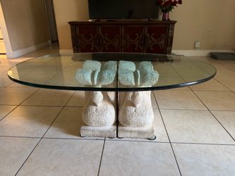 Vintage Sculptural Glass Coffee Table – Unique Statement Piece