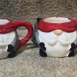 Miniature Ceramic Mugs Christmas Gnome set of 2 decorative New