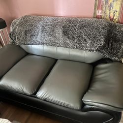 Gray/black Leather 2 Piece Couch Set 