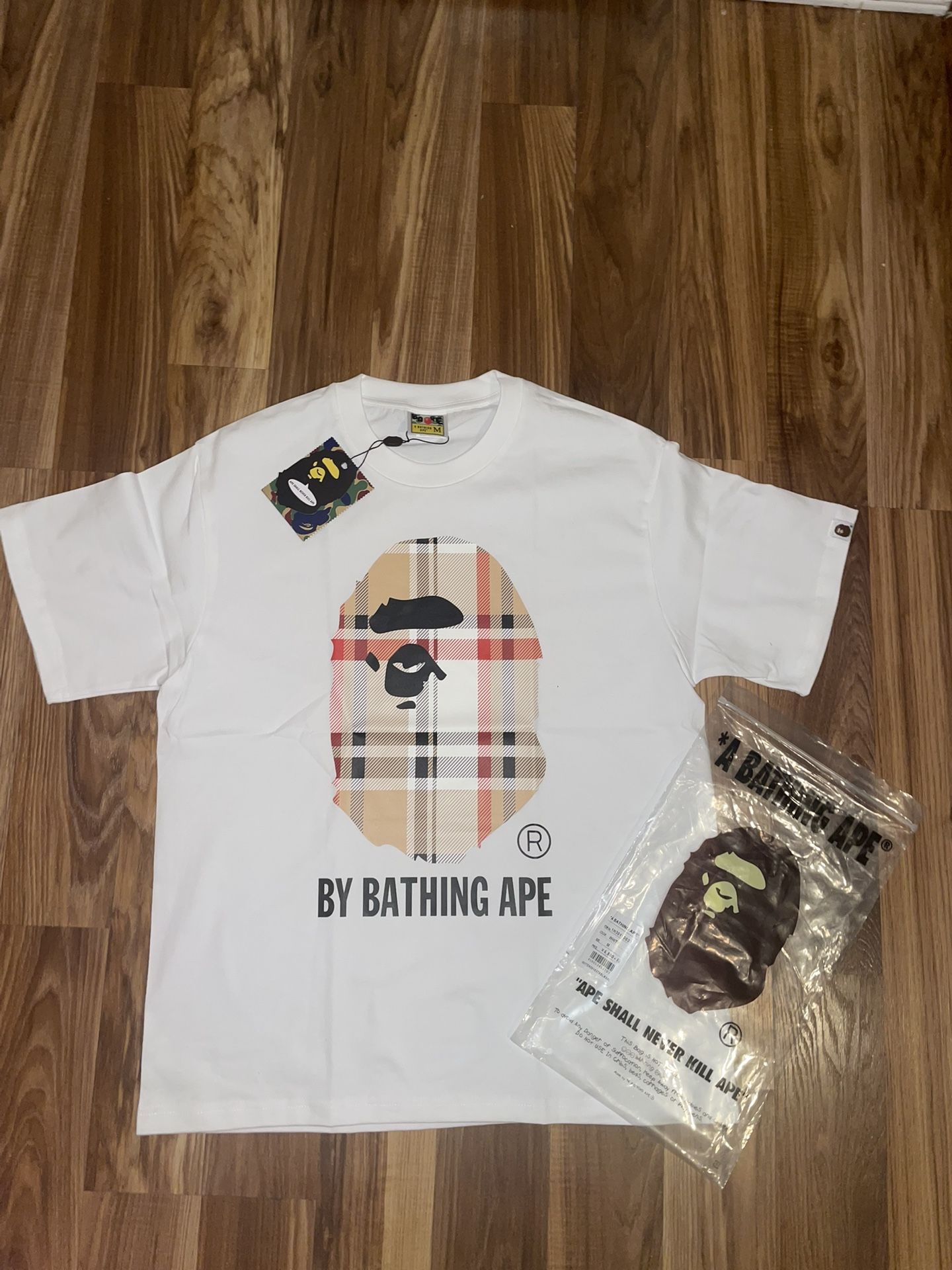 BAPE plaid white T-shirt
