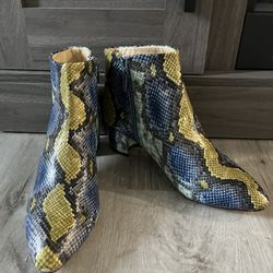 Katy Perry Leather Snake Embossed Multicolored Ankle Boots Size 7.5