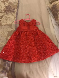 Baby Girl Elegant Embroidered Red Dress